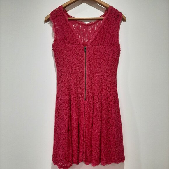 🔥 Adrianna Papell pink lace couture low back coquette pleated flare dress - Picture 2 of 16